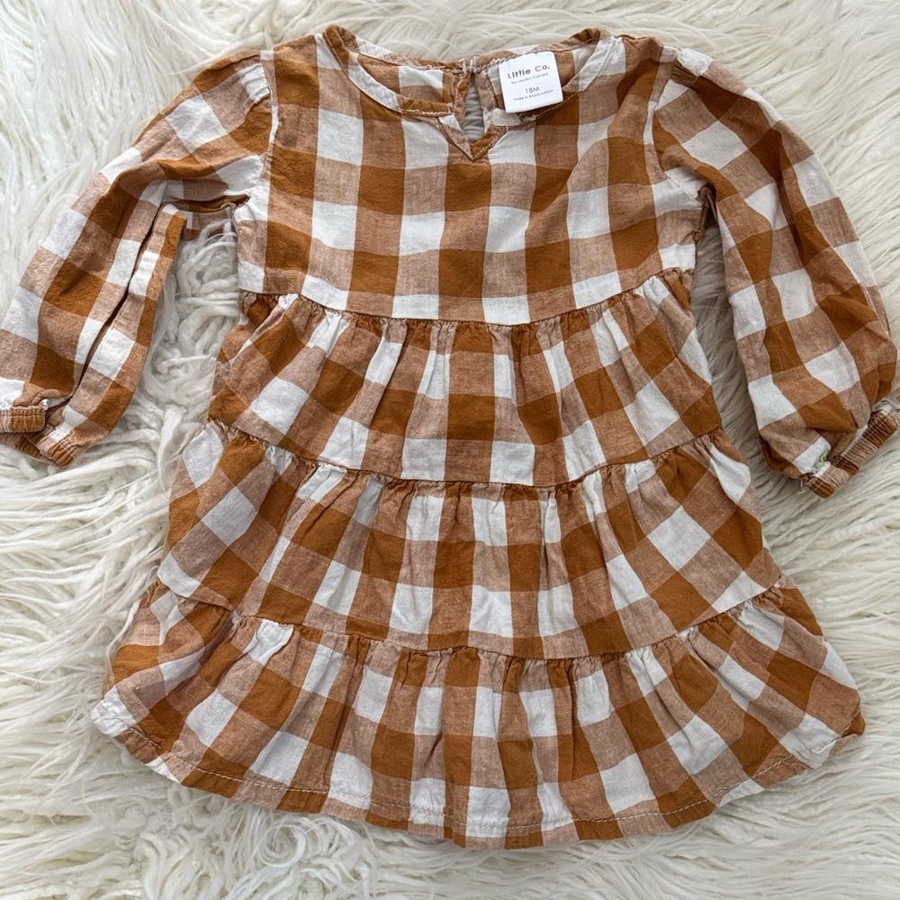 Kids Checkered Brown and White dress